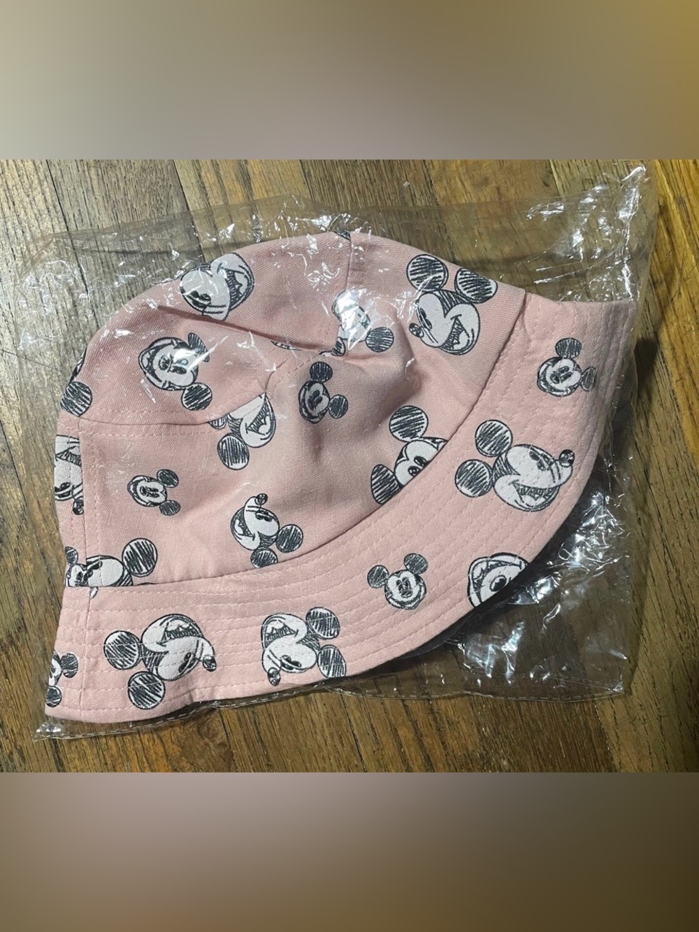 Kids Pink Mickey Mouse Bucket Hat Summer Pastel Beach Casual NWT
